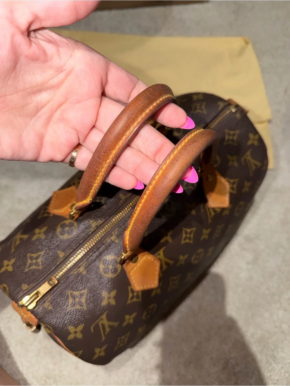 Louis Vuitton Monogram Speedy 30 Handbag in Brown and Tan